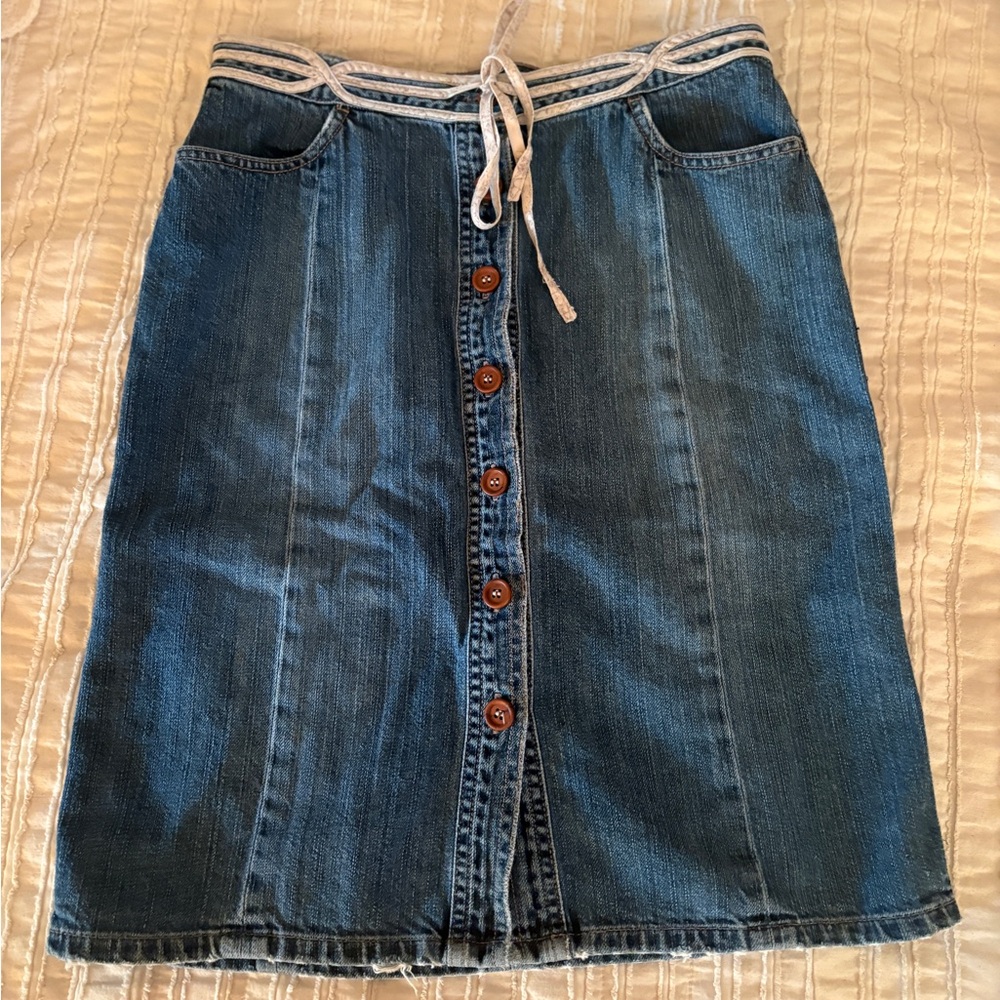 Jill Stuart Blue Denim Button-Down Skirt
